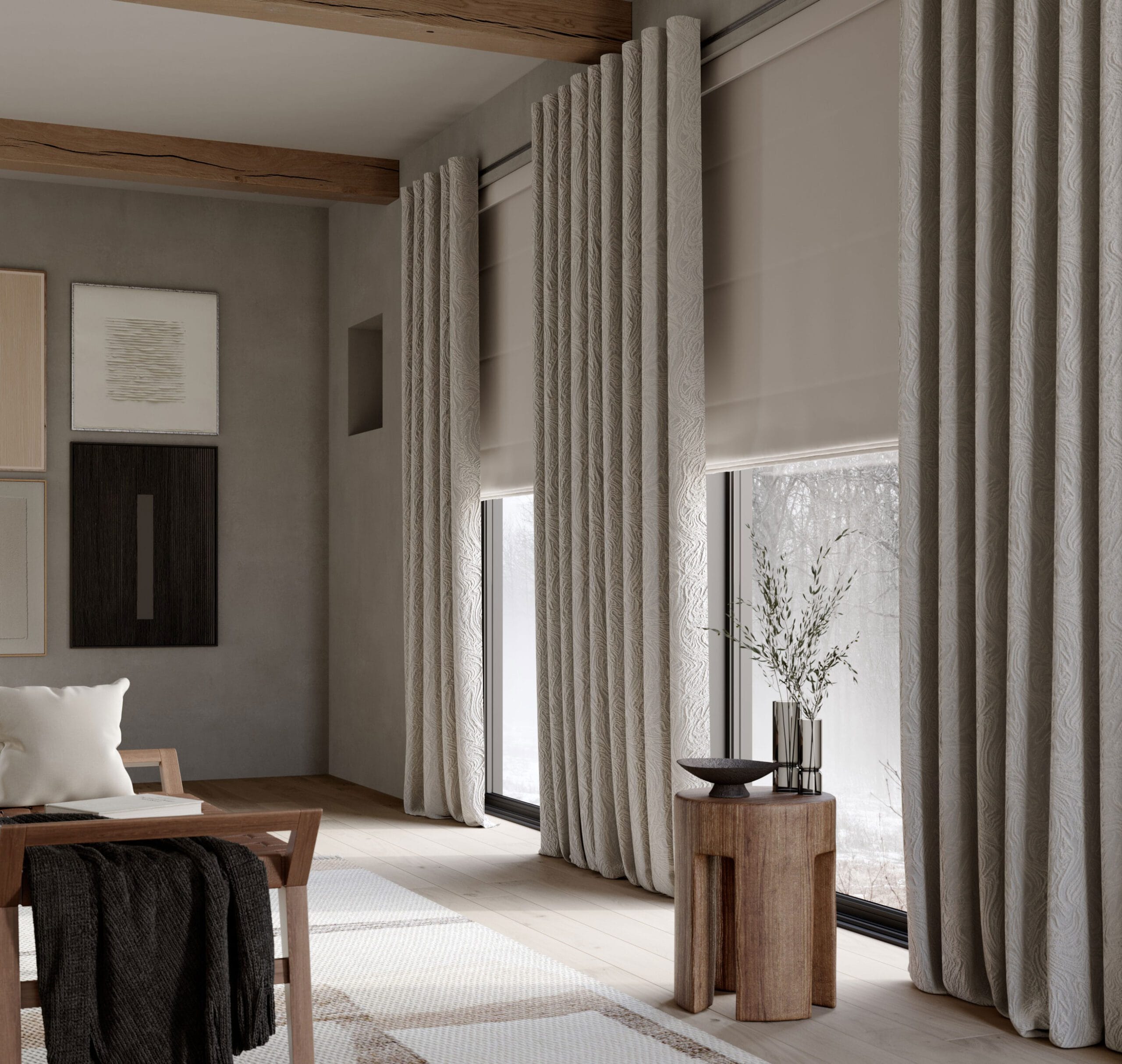 Roman blinds and curtains